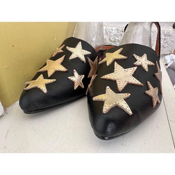 Silvia Cobos SALLY Flat Mule Black Ankle Wrap with Stars sz 39 = US sz 8.5 - Picture 7 of 16